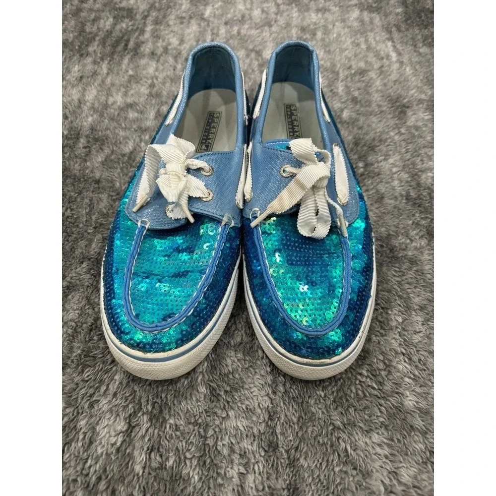 Sperry Top-Sider‎ Blue Sequin Boat Shoes Women 8.5M Coastal Glam